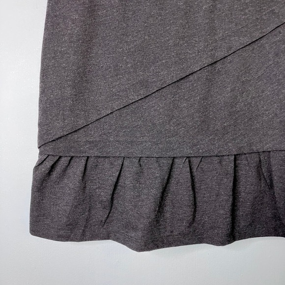prAna Leah Asymmetrical Ruffle Wool Blend Dark Heathered Gray Mini Skirt Size S - Picture 14 of 14
